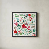 Cheerful Holiday V by Farida Zaman. Shown in a sleek black glass frame for a contemporary gallery look. Available as an archival giclee rolled canvas, fine art paper, or poster print. SKU 54664a.