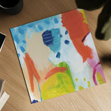 Cheerful I by Farida Zaman. Shown as a detailed flat fine art print, highlighting archival giclee quality. Available as an archival giclee rolled canvas, fine art paper, or poster print. SKU 35414a.