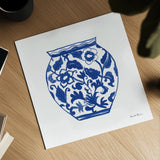 Chinoiserie I by Farida Zaman. Shown as a detailed flat fine art print, highlighting archival giclee quality. Available as an archival giclee rolled canvas, fine art paper, or poster print. SKU 44125a.