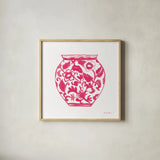 Chinoiserie I Pink by Farida Zaman. Shown in a natural wood glass frame for a timeless modern aesthetic. Available as an archival giclee rolled canvas, fine art paper, or poster print. SKU 45963a.