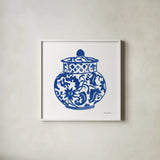 Chinoiserie II by Farida Zaman. Shown in a crisp white glass frame for a clean and minimalist style. Available as an archival giclee rolled canvas, fine art paper, or poster print. SKU 44126a.