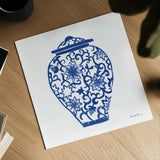 Chinoiserie III by Farida Zaman. Shown as a detailed flat fine art print, highlighting archival giclee quality. Available as an archival giclee rolled canvas, fine art paper, or poster print. SKU 44127a.