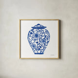 Chinoiserie III by Farida Zaman. Shown in a natural wood glass frame for a timeless modern aesthetic. Available as an archival giclee rolled canvas, fine art paper, or poster print. SKU 44127a.