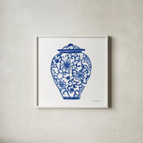 Chinoiserie III by Farida Zaman. Shown in a crisp white glass frame for a clean and minimalist style. Available as an archival giclee rolled canvas, fine art paper, or poster print. SKU 44127a.