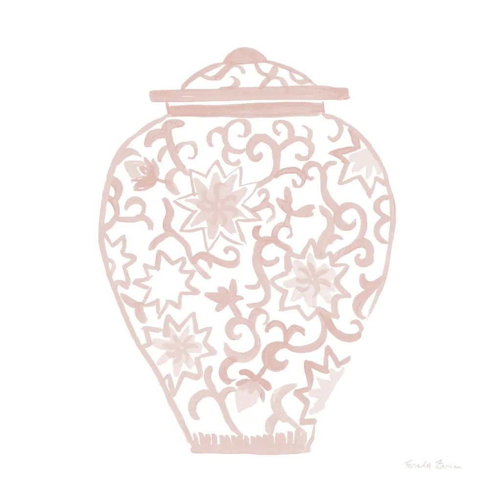 Chinoiserie III Pastel by Farida Zaman. SKU 82372a. Archival Giclee Fine art print for wall decor.
