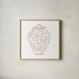 Chinoiserie III Pastel by Farida Zaman. Shown in a natural wood glass frame for a timeless modern aesthetic. Available as an archival giclee rolled canvas, fine art paper, or poster print. SKU 82372a.