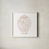 Chinoiserie III Pastel by Farida Zaman. Shown in a crisp white glass frame for a clean and minimalist style. Available as an archival giclee rolled canvas, fine art paper, or poster print. SKU 82372a.