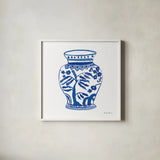 Chinoiserie IV by Farida Zaman. Shown in a crisp white glass frame for a clean and minimalist style. Available as an archival giclee rolled canvas, fine art paper, or poster print. SKU 44128a.