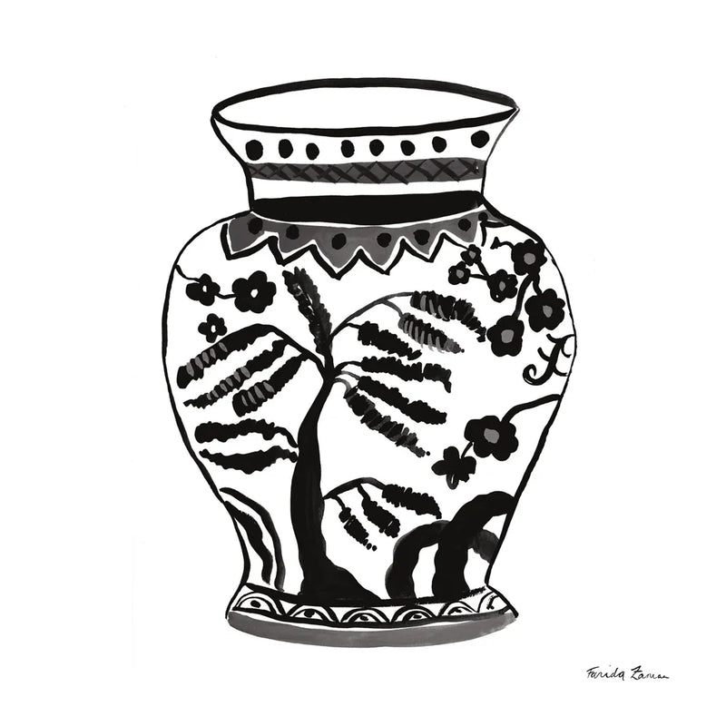 Chinoiserie IV Black by Farida Zaman. SKU 45965a. Archival Giclee Fine art print for wall decor.
