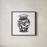 Chinoiserie IV Black by Farida Zaman. Shown in a sleek black glass frame for a contemporary gallery look. Available as an archival giclee rolled canvas, fine art paper, or poster print. SKU 45965a.