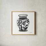 Chinoiserie IV Black by Farida Zaman. Shown in a natural wood glass frame for a timeless modern aesthetic. Available as an archival giclee rolled canvas, fine art paper, or poster print. SKU 45965a.
