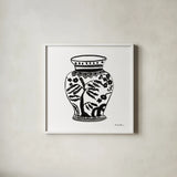 Chinoiserie IV Black by Farida Zaman. Shown in a crisp white glass frame for a clean and minimalist style. Available as an archival giclee rolled canvas, fine art paper, or poster print. SKU 45965a.