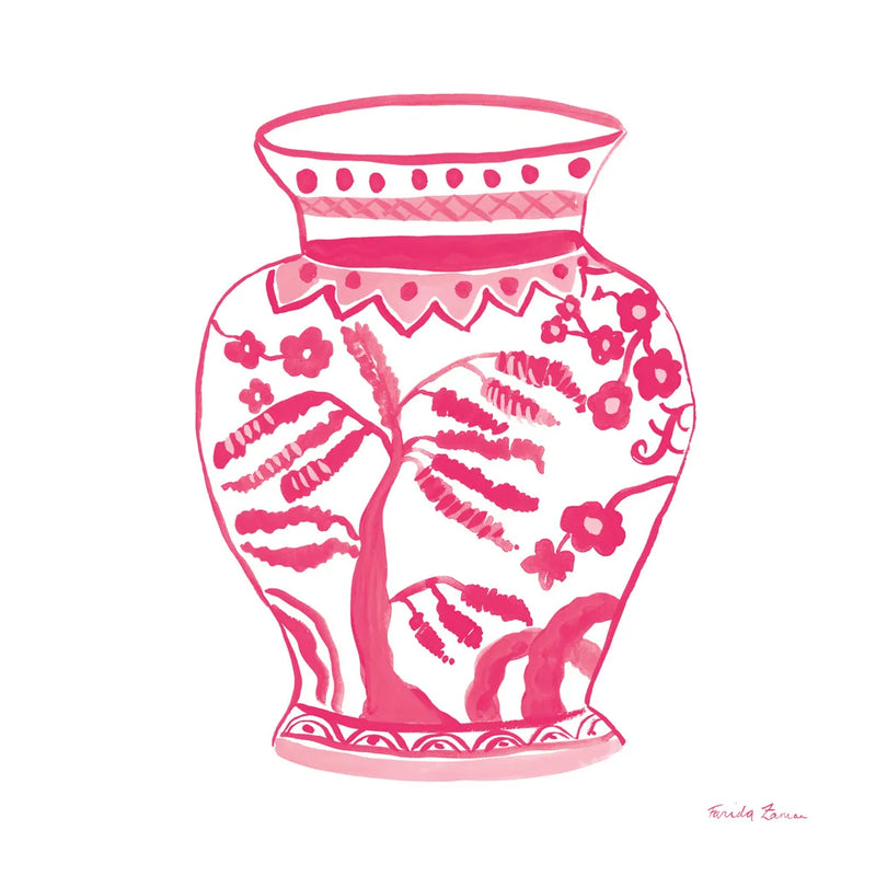 Chinoiserie IV Pink by Farida Zaman. SKU 46156a. Archival Giclee Fine art print for wall decor.