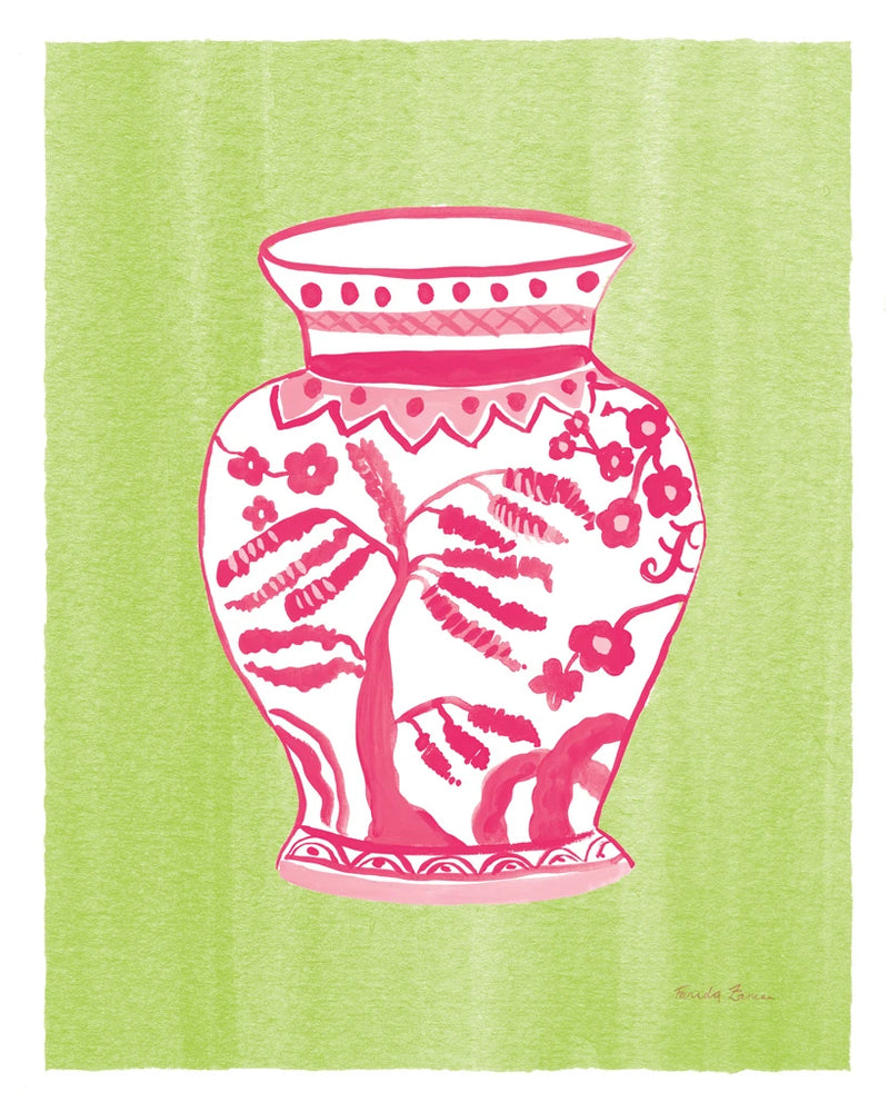 Chinoiserie IV Pink Watercolor by Farida Zaman
