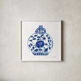 Chinoiserie V by Farida Zaman. Shown in a crisp white glass frame for a clean and minimalist style. Available as an archival giclee rolled canvas, fine art paper, or poster print. SKU 44129a.