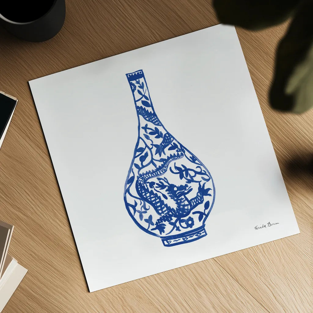 Chinoiserie VI by Farida Zaman. Shown as a detailed flat fine art print, highlighting archival giclee quality. Available as an archival giclee rolled canvas, fine art paper, or poster print. SKU 44130a.