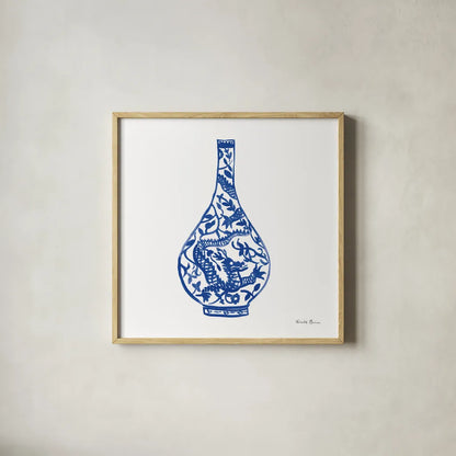 Chinoiserie VI by Farida Zaman. Shown in a natural wood glass frame for a timeless modern aesthetic. Available as an archival giclee rolled canvas, fine art paper, or poster print. SKU 44130a.