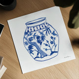 Chinoiserie VII by Farida Zaman. Shown as a detailed flat fine art print, highlighting archival giclee quality. Available as an archival giclee rolled canvas, fine art paper, or poster print. SKU 44131a.