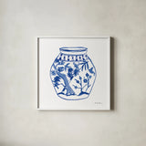 Chinoiserie VII by Farida Zaman. Shown in a crisp white glass frame for a clean and minimalist style. Available as an archival giclee rolled canvas, fine art paper, or poster print. SKU 44131a.