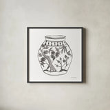 Chinoiserie VII Gray by Farida Zaman. Shown in a sleek black glass frame for a contemporary gallery look. Available as an archival giclee rolled canvas, fine art paper, or poster print. SKU 45966a.