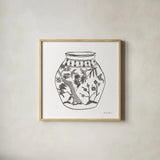 Chinoiserie VII Gray by Farida Zaman. Shown in a natural wood glass frame for a timeless modern aesthetic. Available as an archival giclee rolled canvas, fine art paper, or poster print. SKU 45966a.