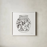 Chinoiserie VII Gray by Farida Zaman. Shown in a crisp white glass frame for a clean and minimalist style. Available as an archival giclee rolled canvas, fine art paper, or poster print. SKU 45966a.