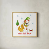 Christmas Critters I by Farida Zaman. Shown in a natural wood glass frame for a timeless modern aesthetic. Available as an archival giclee rolled canvas, fine art paper, or poster print. SKU 45841a.