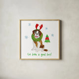 Christmas Critters II by Farida Zaman. Shown in a natural wood glass frame for a timeless modern aesthetic. Available as an archival giclee rolled canvas, fine art paper, or poster print. SKU 45842a.