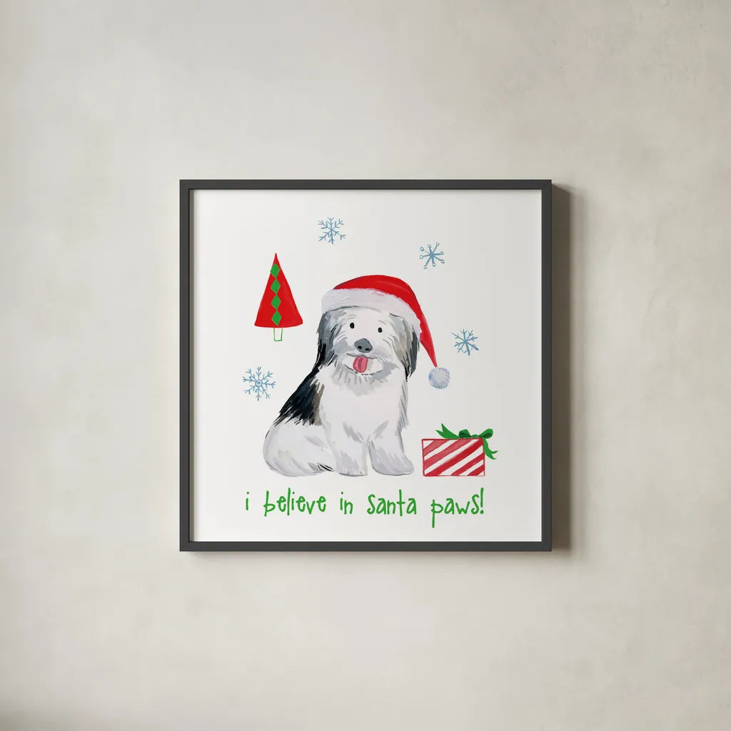 Christmas Critters III by Farida Zaman. Shown in a sleek black glass frame for a contemporary gallery look. Available as an archival giclee rolled canvas, fine art paper, or poster print. SKU 45843a.