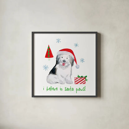 Christmas Critters III by Farida Zaman. Shown in a sleek black glass frame for a contemporary gallery look. Available as an archival giclee rolled canvas, fine art paper, or poster print. SKU 45843a.