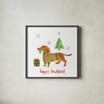 Christmas Critters IV by Farida Zaman. Shown in a sleek black glass frame for a contemporary gallery look. Available as an archival giclee rolled canvas, fine art paper, or poster print. SKU 45844a.