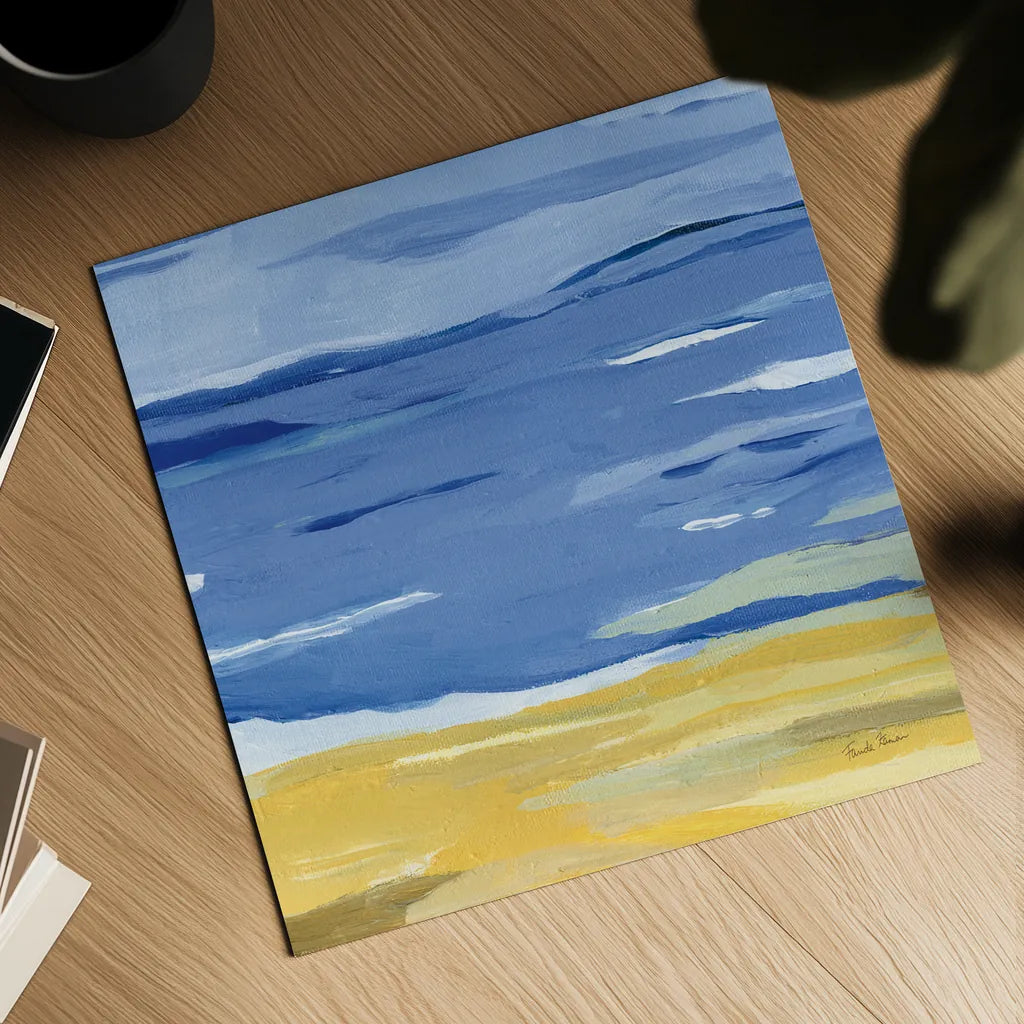 Coastal Abstract by Farida Zaman. Shown as a detailed flat fine art print, highlighting archival giclee quality. Available as an archival giclee rolled canvas, fine art paper, or poster print. SKU 60386a.