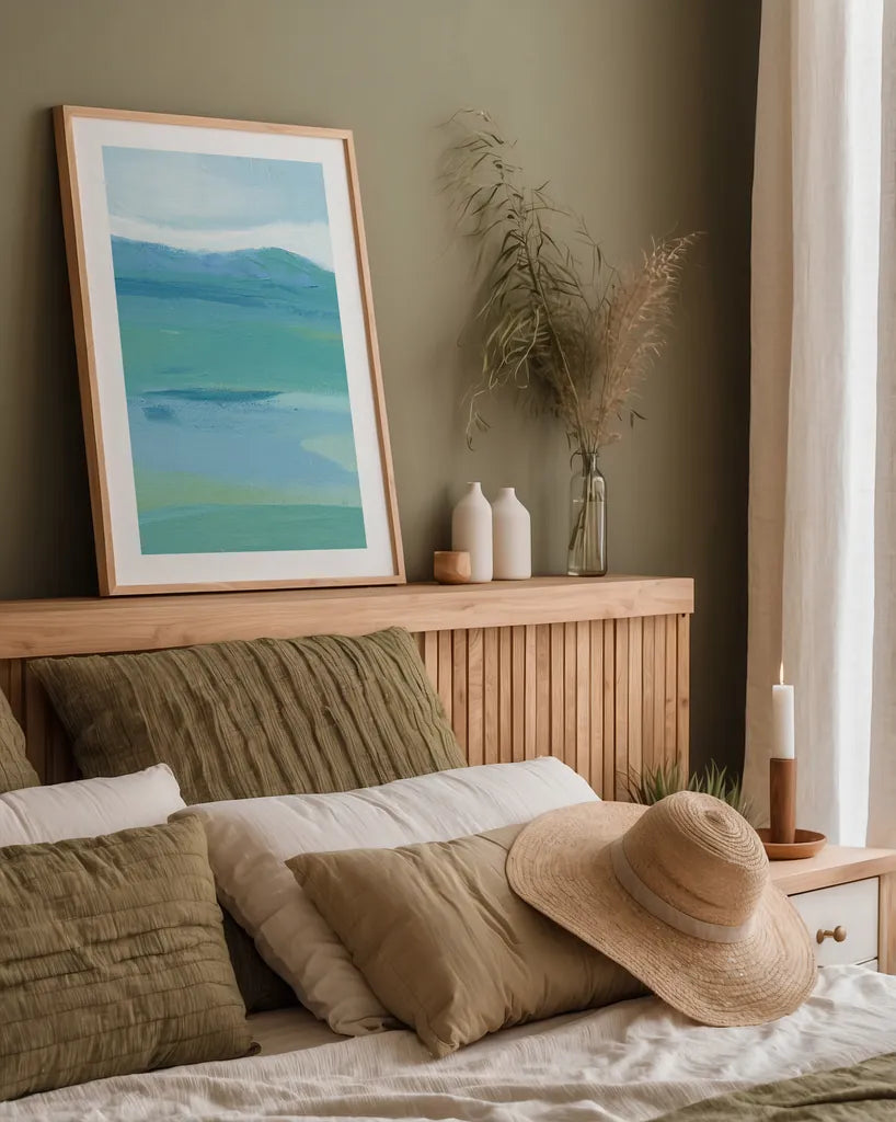 Coastal Bliss II Crop by Farida Zaman. shown as a paper print in a natural frame. Available as a archival giclee rolled canvas, fine art paper, or poster print. SKU 48444h.