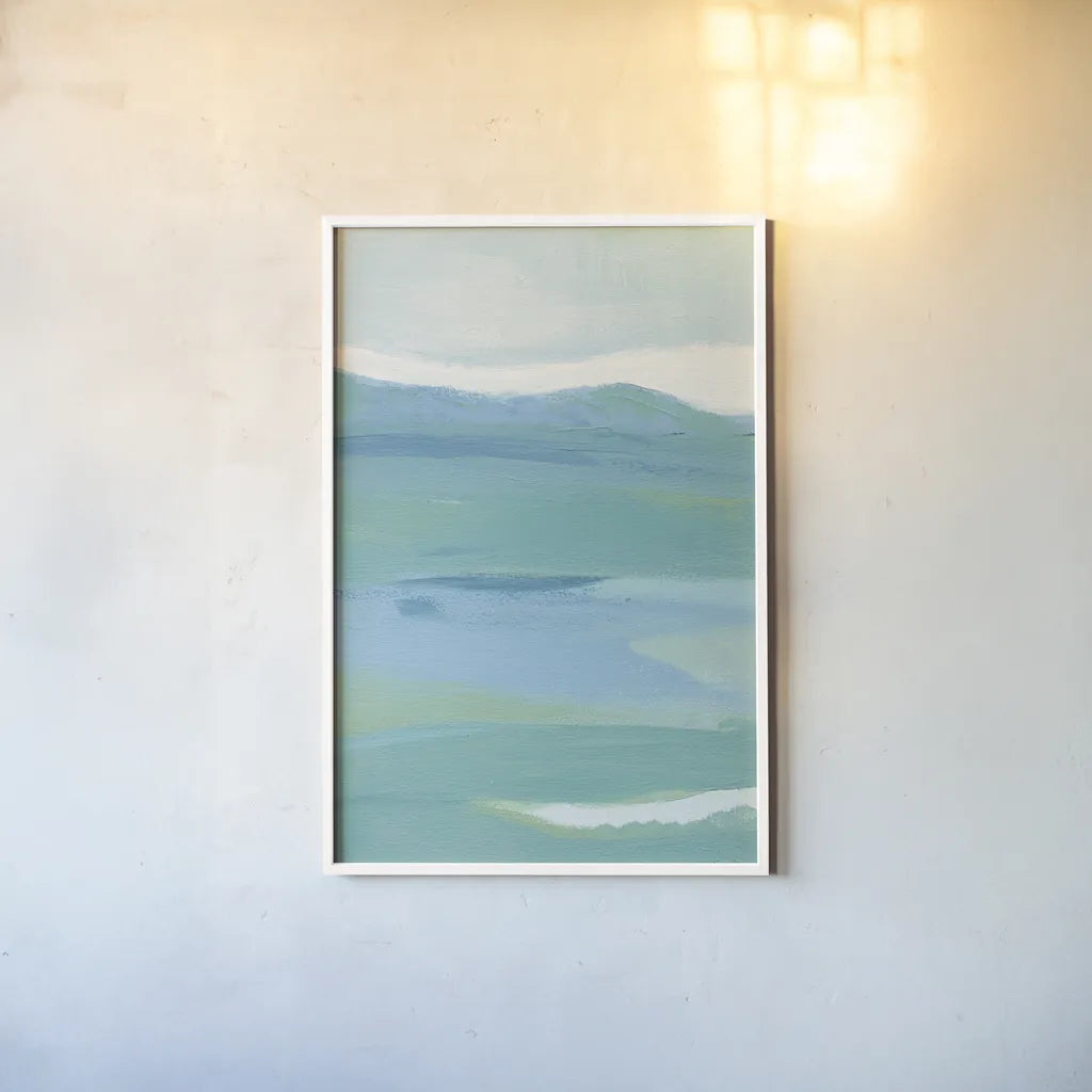 Coastal Bliss II Crop by Farida Zaman. shown as a paper print in a white frame. Available as a archival giclee rolled canvas, fine art paper, or poster print. SKU 48444h.