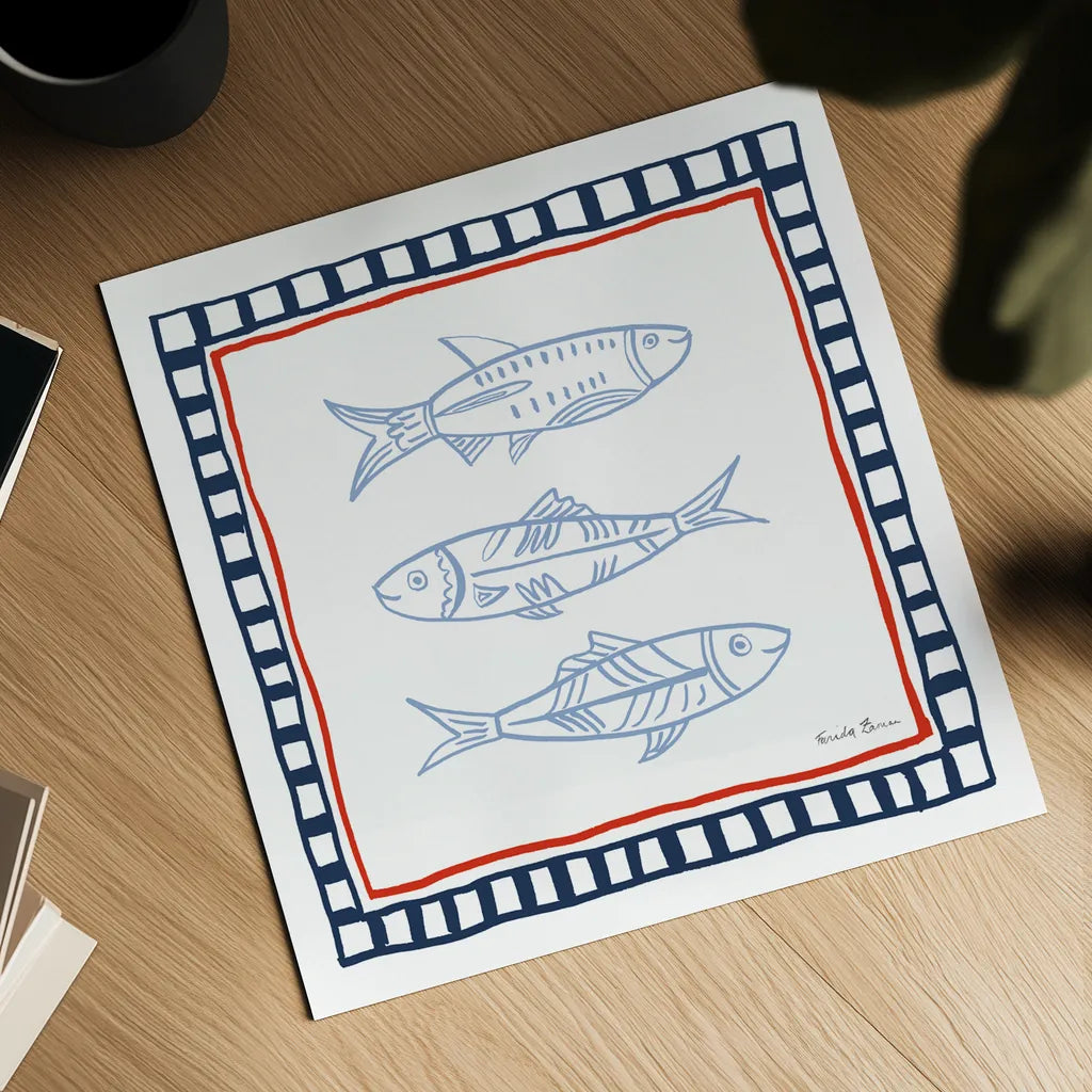 Coastal Critters I by Farida Zaman. Shown as a detailed flat fine art print, highlighting archival giclee quality. Available as an archival giclee rolled canvas, fine art paper, or poster print. SKU 102662a.