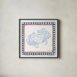 Coastal Critters IV by Farida Zaman. Shown in a sleek black glass frame for a contemporary gallery look. Available as an archival giclee rolled canvas, fine art paper, or poster print. SKU 102665a.