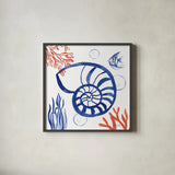 Coastal Jewels I by Farida Zaman. Shown in a sleek black glass frame for a contemporary gallery look. Available as an archival giclee rolled canvas, fine art paper, or poster print. SKU 35779a.