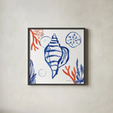 Coastal Jewels II by Farida Zaman. Shown in a sleek black glass frame for a contemporary gallery look. Available as an archival giclee rolled canvas, fine art paper, or poster print. SKU 35780a.
