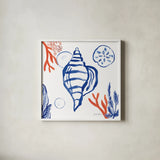 Coastal Jewels II by Farida Zaman. Shown in a crisp white glass frame for a clean and minimalist style. Available as an archival giclee rolled canvas, fine art paper, or poster print. SKU 35780a.