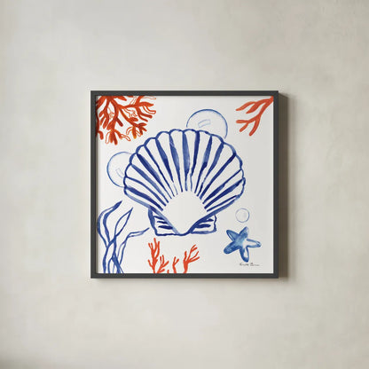 Coastal Jewels III by Farida Zaman. Shown in a sleek black glass frame for a contemporary gallery look. Available as an archival giclee rolled canvas, fine art paper, or poster print. SKU 35781a.