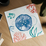Coastal Jewels IV Bright by Farida Zaman. Shown as a detailed flat fine art print, highlighting archival giclee quality. Available as an archival giclee rolled canvas, fine art paper, or poster print. SKU 73326a.