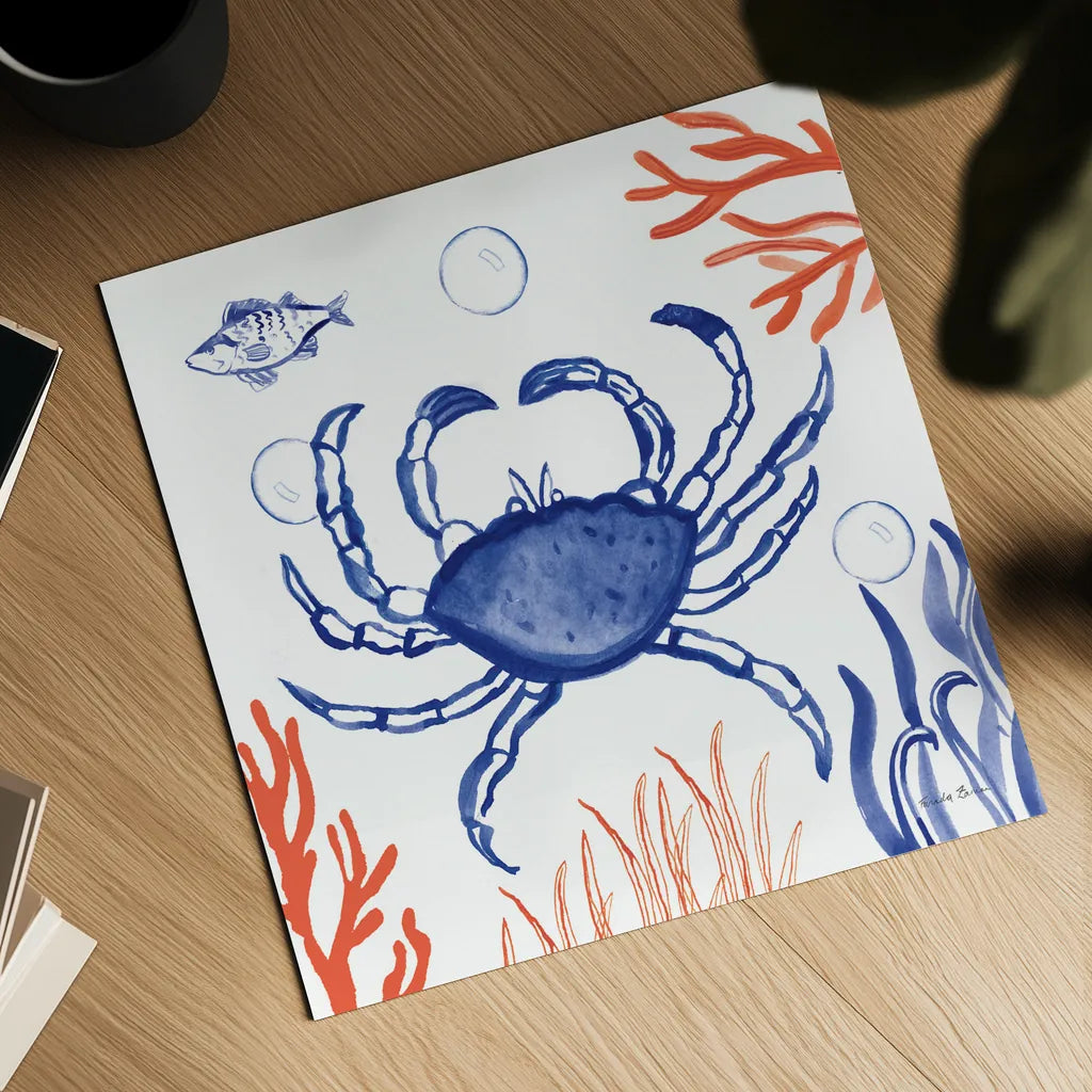 Coastal Jewels V by Farida Zaman. Shown as a detailed flat fine art print, highlighting archival giclee quality. Available as an archival giclee rolled canvas, fine art paper, or poster print. SKU 35783a.