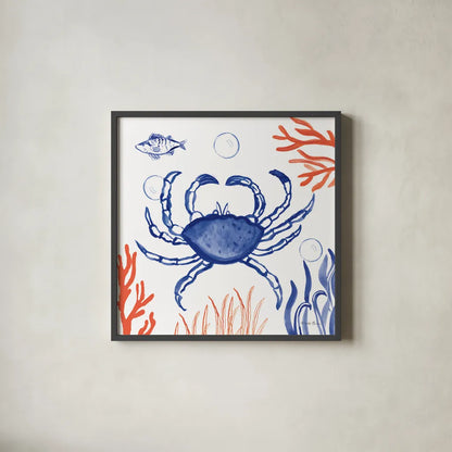 Coastal Jewels V by Farida Zaman. Shown in a sleek black glass frame for a contemporary gallery look. Available as an archival giclee rolled canvas, fine art paper, or poster print. SKU 35783a.