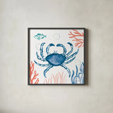 Coastal Jewels V Bright by Farida Zaman. Shown in a sleek black glass frame for a contemporary gallery look. Available as an archival giclee rolled canvas, fine art paper, or poster print. SKU 73327a.