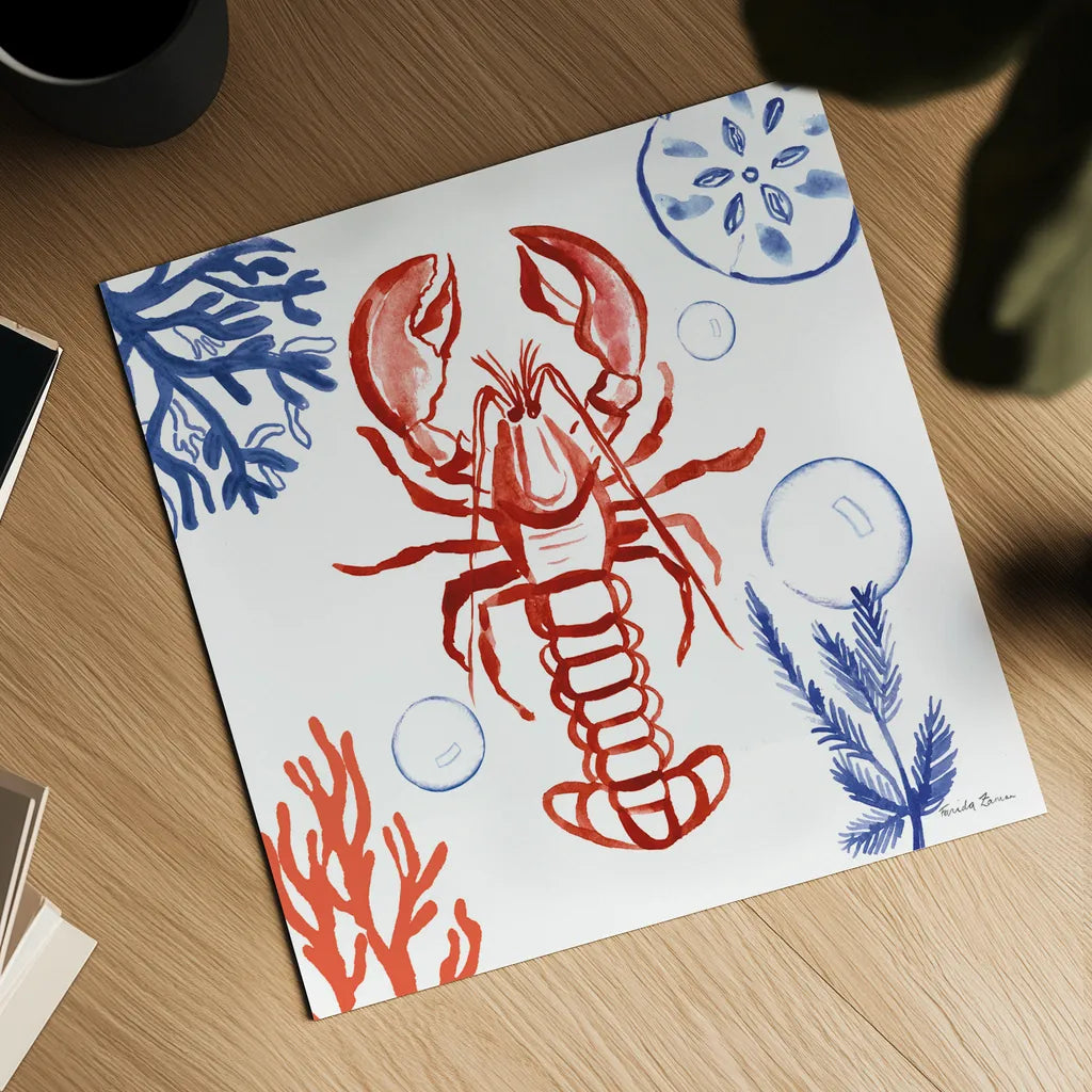 Coastal Jewels VI by Farida Zaman. Shown as a detailed flat fine art print, highlighting archival giclee quality. Available as an archival giclee rolled canvas, fine art paper, or poster print. SKU 35784a.