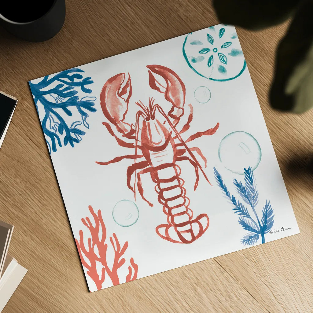 Coastal Jewels VI Bright by Farida Zaman. Shown as a detailed flat fine art print, highlighting archival giclee quality. Available as an archival giclee rolled canvas, fine art paper, or poster print. SKU 73328a.