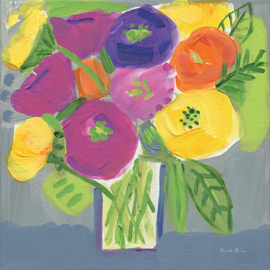 Colorful Bouquet by Farida Zaman. SKU 96316a. Archival Giclee Fine art print for wall decor.