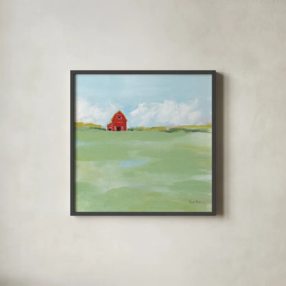 Country Feel by Farida Zaman. Shown in a sleek black glass frame for a contemporary gallery look. Available as an archival giclee rolled canvas, fine art paper, or poster print. SKU 56265a.