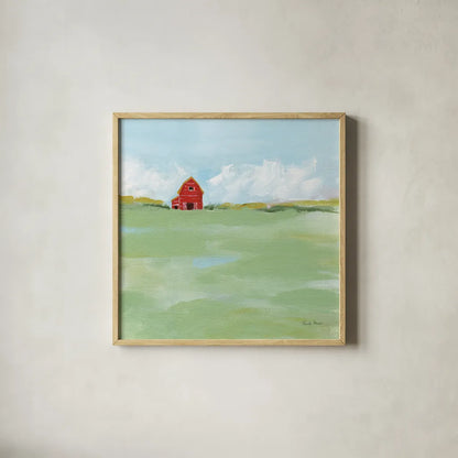 Country Feel by Farida Zaman. Shown in a natural wood glass frame for a timeless modern aesthetic. Available as an archival giclee rolled canvas, fine art paper, or poster print. SKU 56265a.