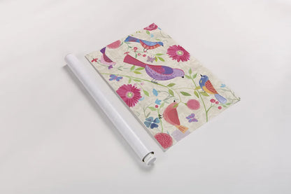 Damask Floral and Bird I by Farida Zaman. shown as a rolled paper print. Available as archival giclee rolled canvas, fine art paper, or poster print. SKU 33107i.